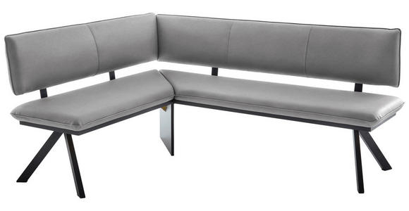 ECKBANK 150/190 cm in Schwarz, Hellgrau - Hellgrau/Schwarz, MODERN, Textil/Metall (150/190cm) - Cantus