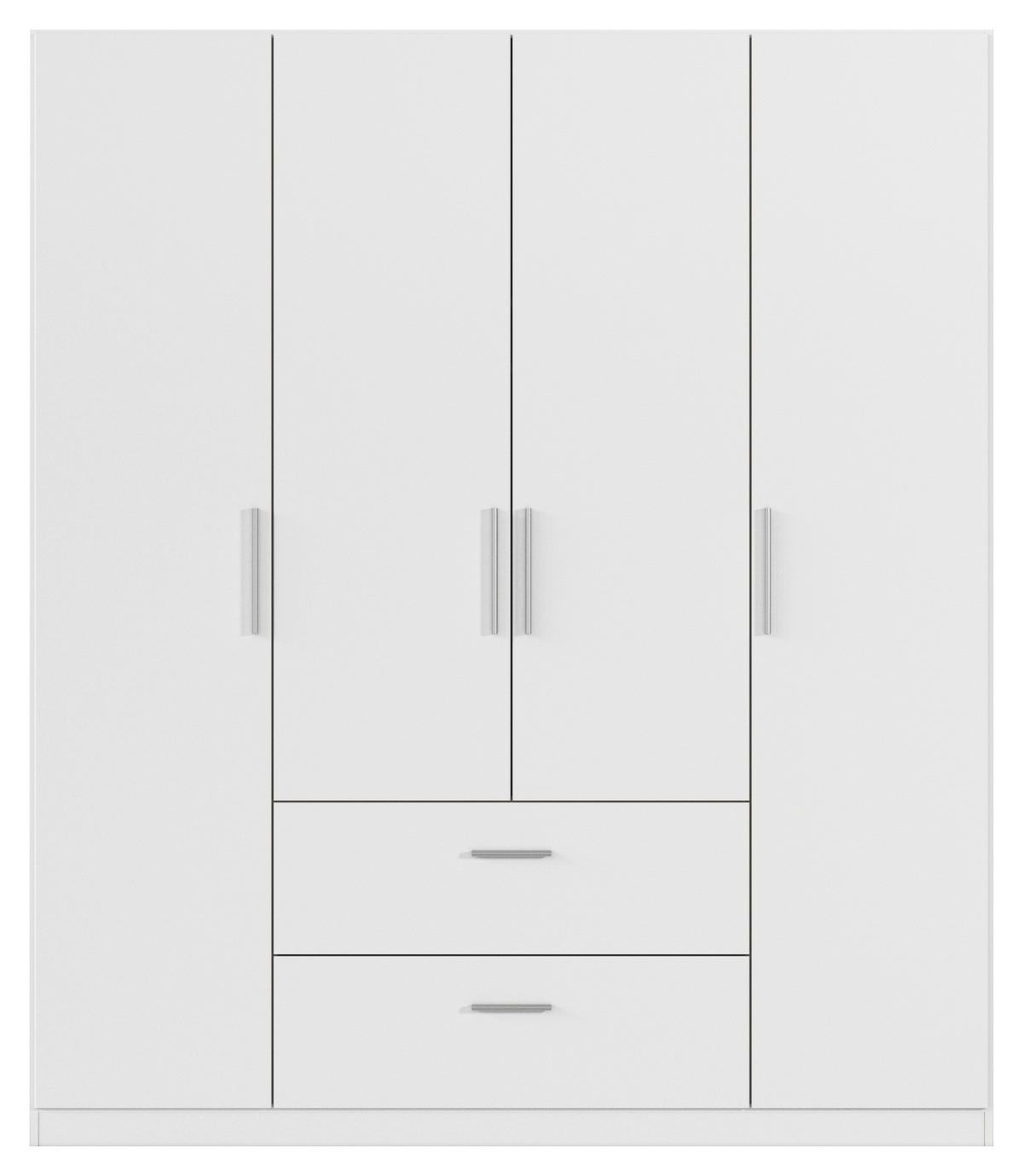 DREHTÜRENSCHRANK 181/210/54 cm,  in Weiß, 4-türig  - Alufarben/Weiß, KONVENTIONELL, Holzwerkstoff/Kunststoff (181/210/54cm) - home24