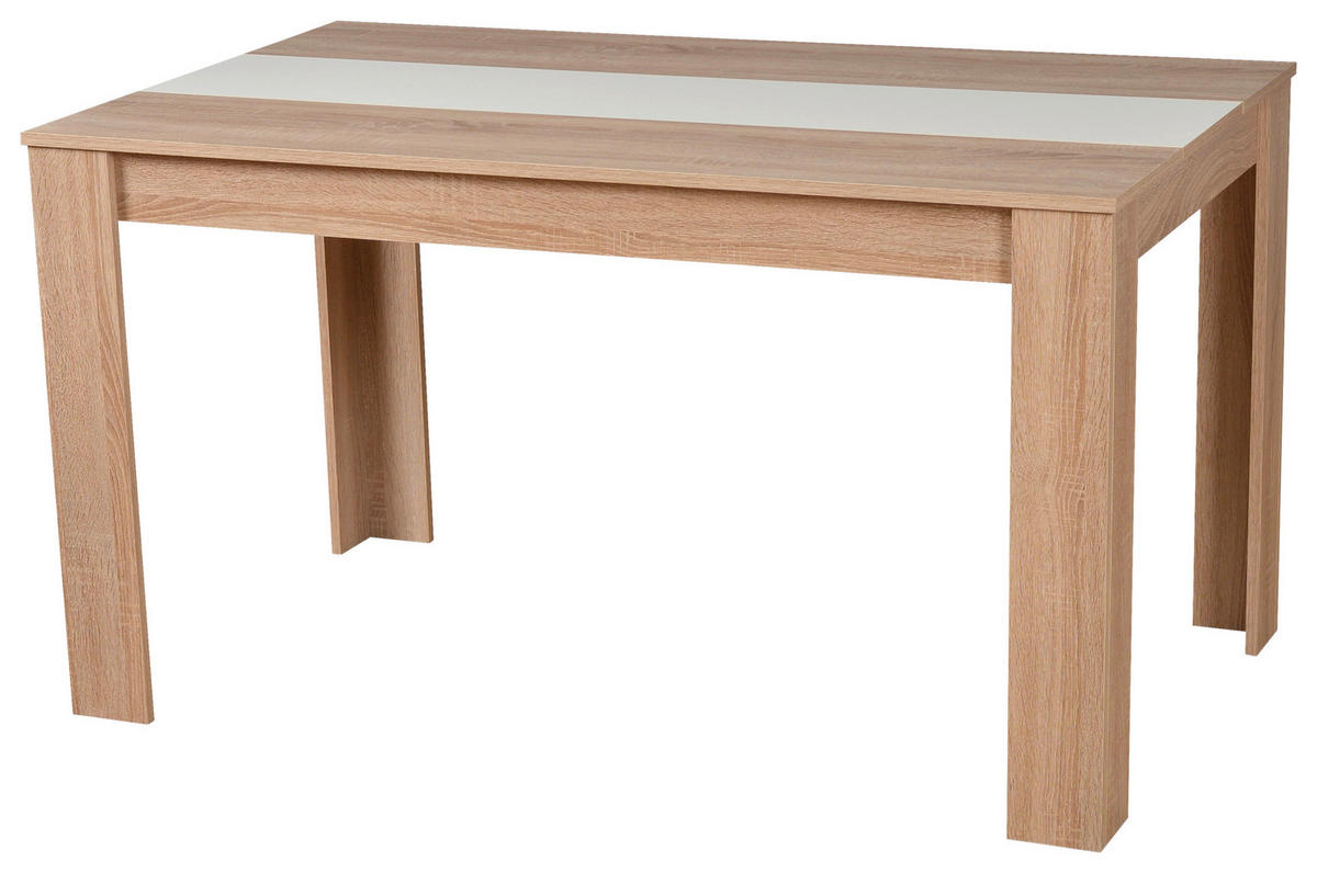 JEDÁLENSKÝ STÔL, biela, dub sonoma, 135/75/80 cm - biela/dub sonoma, Basics, kompozitné drevo (135/75/80cm) - Carryhome