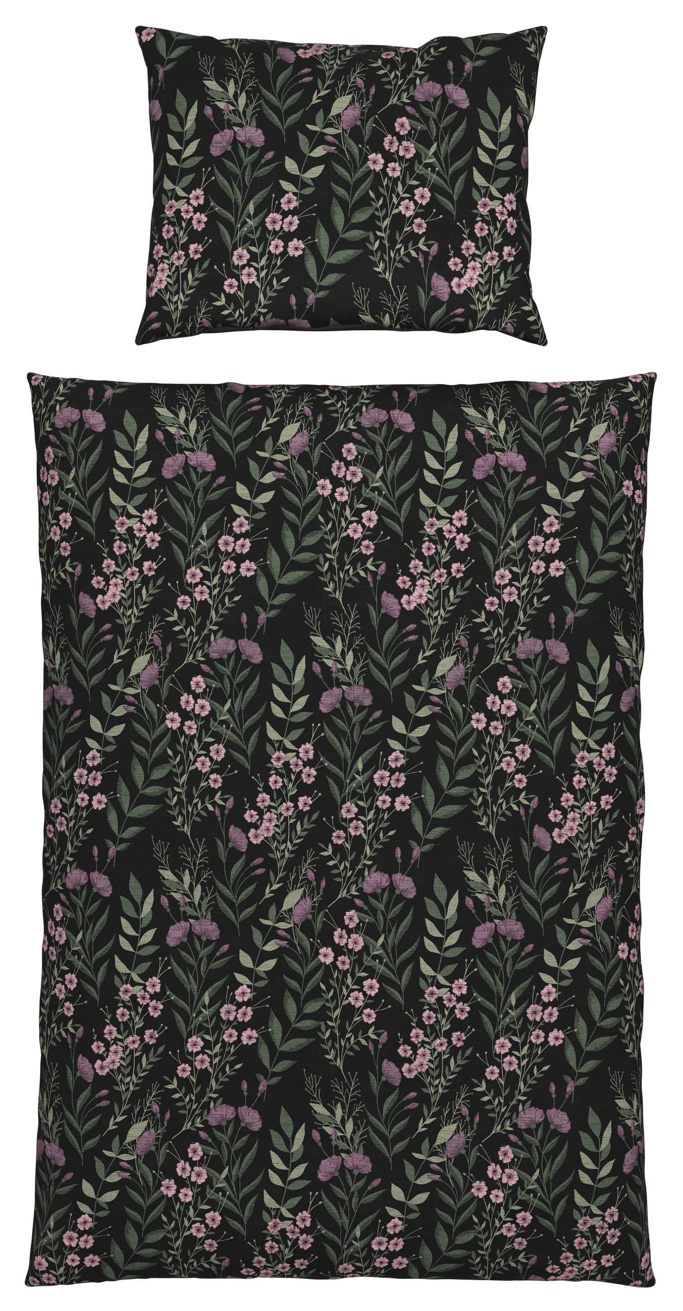 Satin Bettwäsche 140 X 200 cm Olivia Anthrazit Blumen