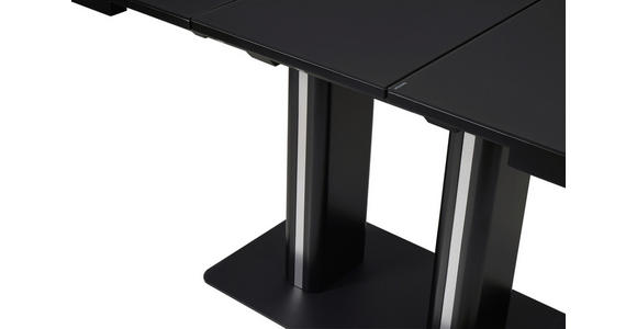 ESSTISCH in Metall, Glas, Holzwerkstoff 120-160/80/76 cm - Schwarz, Design, Glas/Holzwerkstoff (120-160/80/76cm) - Hom`in