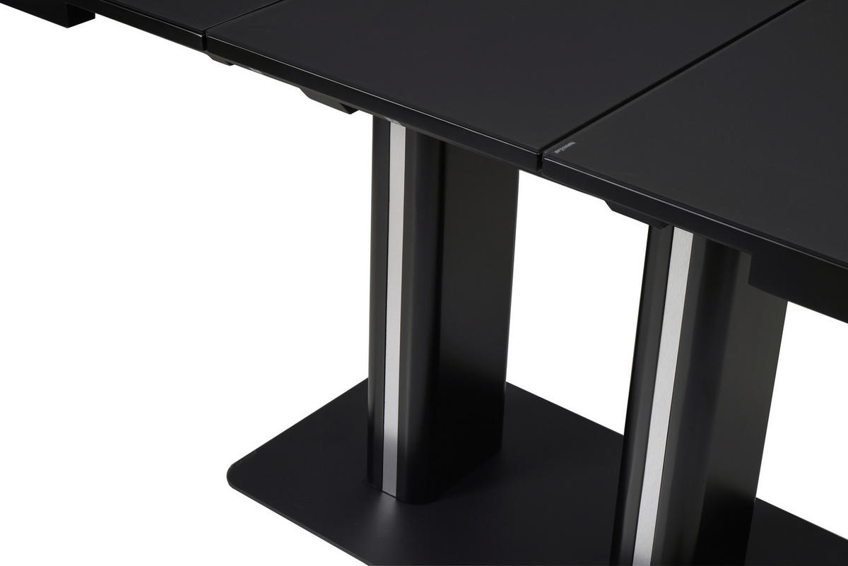 MATBORD svart rektangulär  utdragbar  - svart, Design, metall/trämaterial (120-160/80/76cm) - Hom`in
