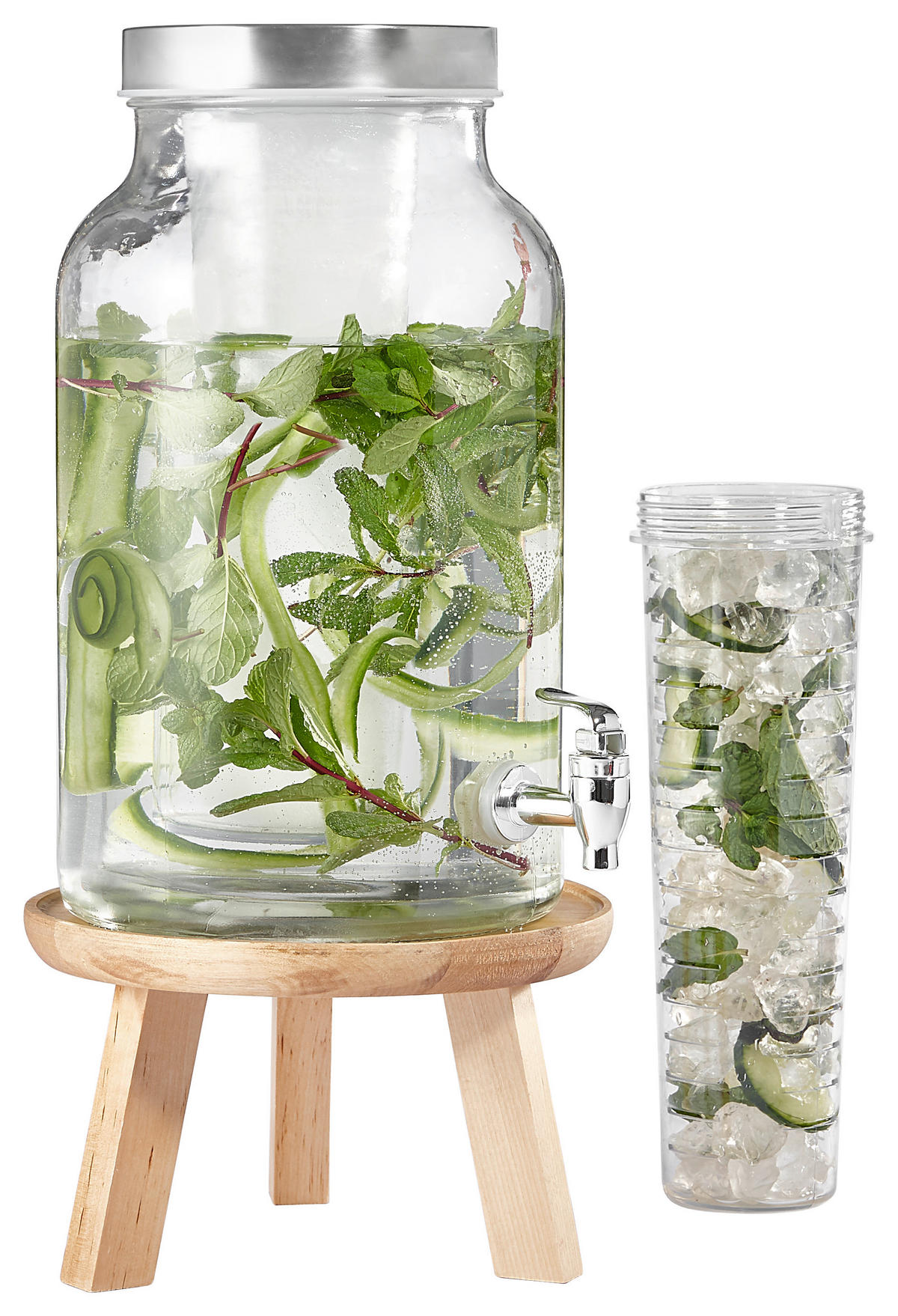 Dispenser bauturi 5,6 L  - culoare inox/transparent, Basics, plastic/sticlă (5,6l) - Novel