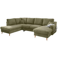 WOHNLANDSCHAFT in Cord Olivgrün  - Naturfarben/Olivgrün, KONVENTIONELL, Holz/Textil (200/301/150cm) - P & B