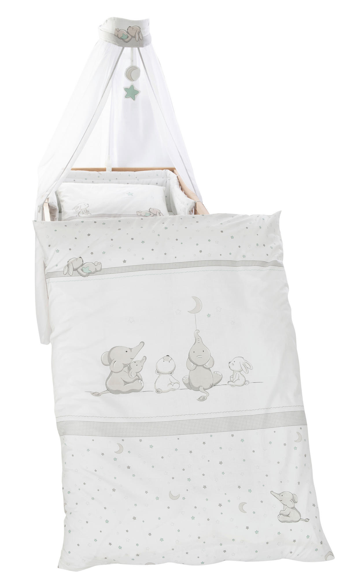 GITTERBETTSET - Taupe/Weiß, Basics, Textil - Roba