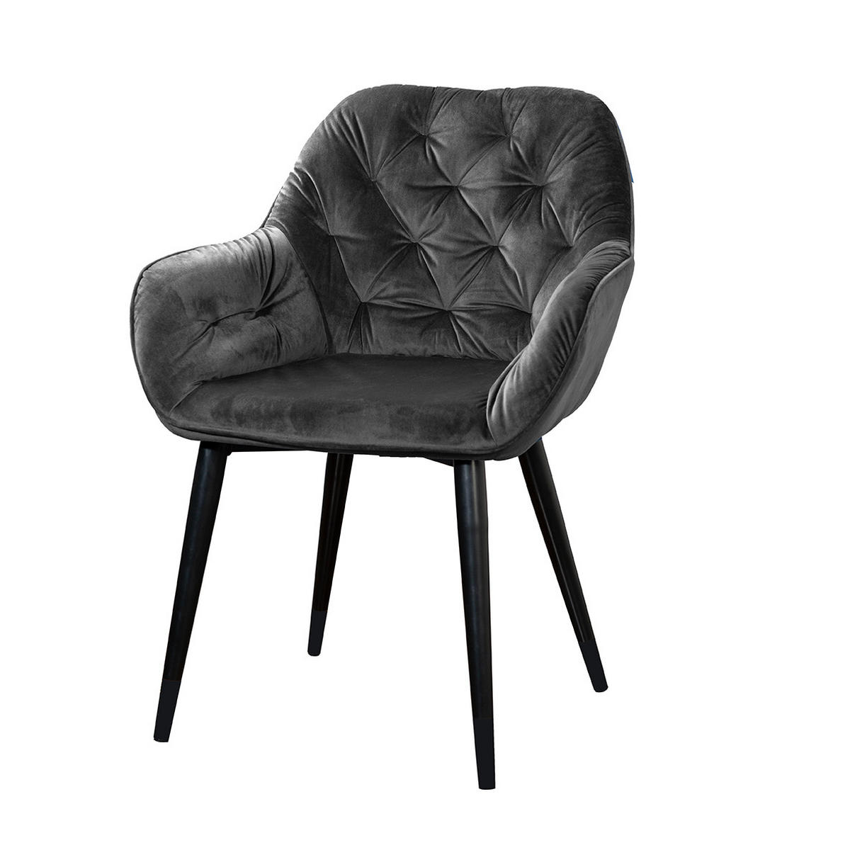 STUHL Samt Anthrazit, Dunkelgrau  - Dunkelgrau/Anthrazit, LIFESTYLE, Textil/Metall (62/82/60cm) - MID.YOU