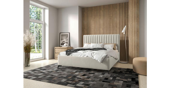 POLSTERBETT gepolstertes Kopfteil, Lattenrost, Bettkasten Beige 180/200 cm - Beige/Schwarz, KONVENTIONELL, Holz/Textil (180/200cm) - Hom`in
