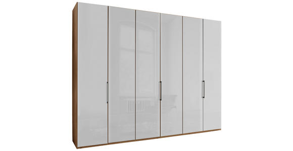FALTTÜRENSCHRANK 300/236/58 cm 3-türig Weiß, Eiche Bianco  - Schieferfarben/Eiche Bianco, KONVENTIONELL, Glas/Holzwerkstoff (300/236/58cm) - Dieter Knoll