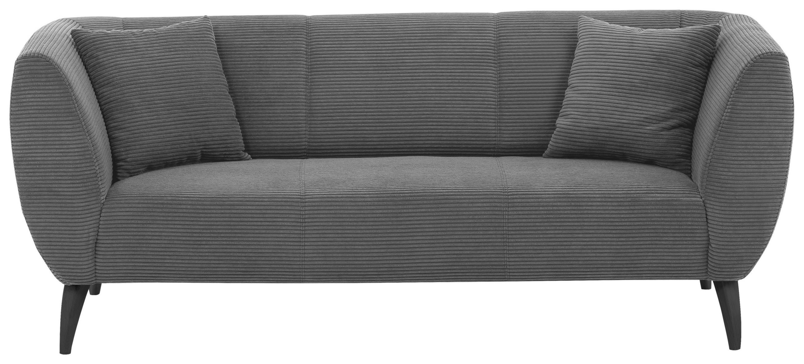 3-SITZER-SOFA in Cord Grau  - Schwarz/Grau, MODERN, Holz/Textil (208/83/88cm) - MID.YOU