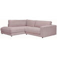 ECKSOFA in Cord Rosa  - Schwarz/Rosa, Design, Kunststoff/Textil (224/265cm) - Hom`in