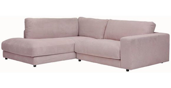 ECKSOFA in Cord Rosa  - Schwarz/Rosa, Design, Kunststoff/Textil (224/265cm) - Hom`in