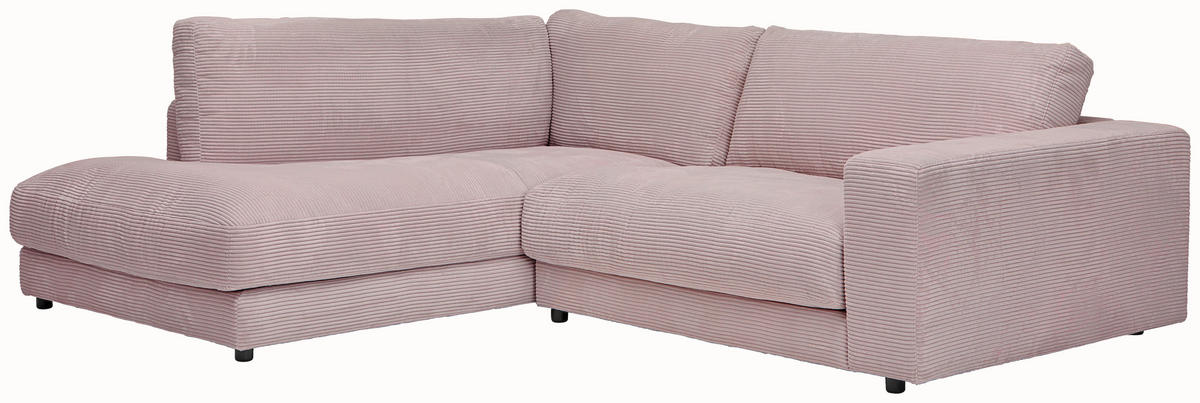 ECKSOFA Rosa Cord  - Schwarz/Rosa, Design, Kunststoff/Textil (224/265cm) - Hom`in