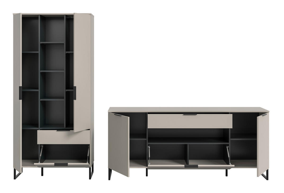 SZEKRÉNYSOR fekete, kasmírszínű  - kasmírszínű/fekete, Design, faalapú anyag/fém (290/192/41cm) - Livetastic