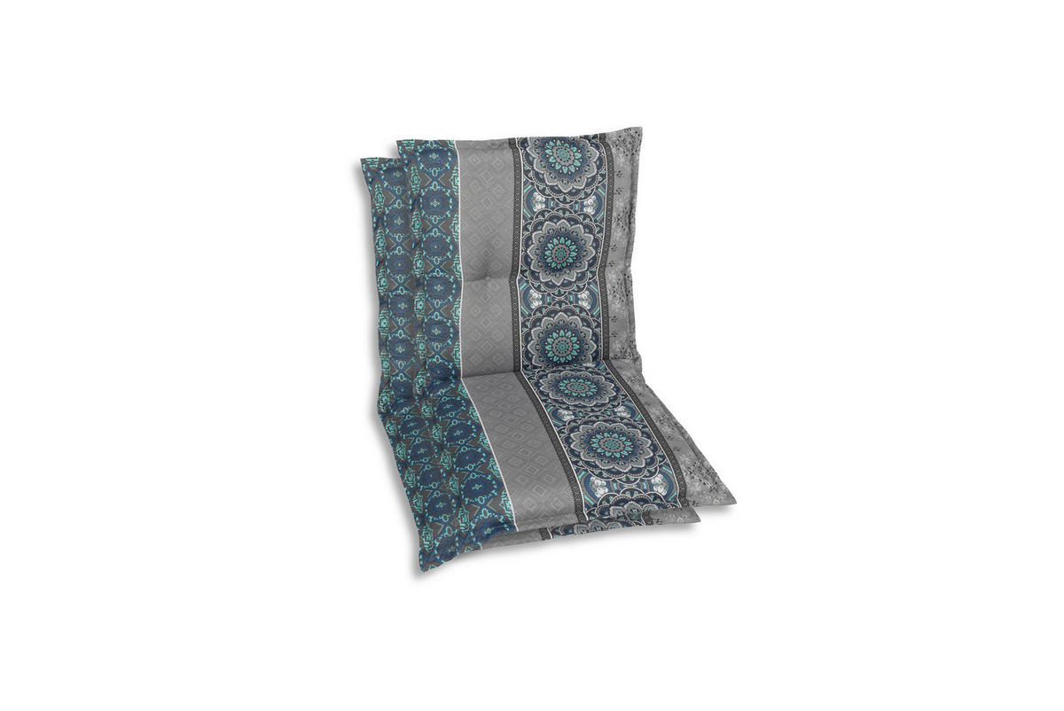 SESSELAUFLAGENSET Ornament  - Blau/Hellgrau, Basics, Textil (50/7/100cm)