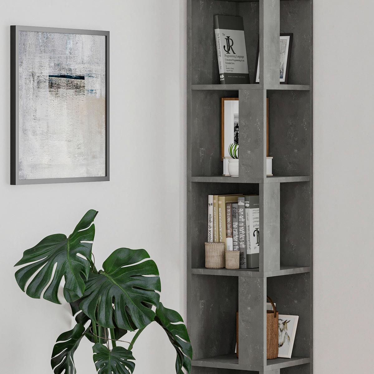 HÖRNHYLLA i 32/159/32 cm grå  - grå, Design, trämaterial (32/159/32cm) - Livetastic