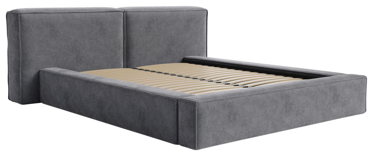 POLSTERBETT Lattenrost, Bettkasten 180/200 cm  in Anthrazit  - Anthrazit/Schwarz, Design, Holz/Textil (180/200cm) - Boxxx