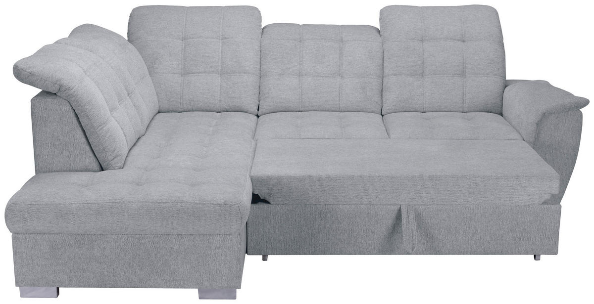 ECKSOFA Hellgrau Chenille  - Chromfarben/Hellgrau, KONVENTIONELL, Kunststoff/Textil (205/260cm) - Carryhome
