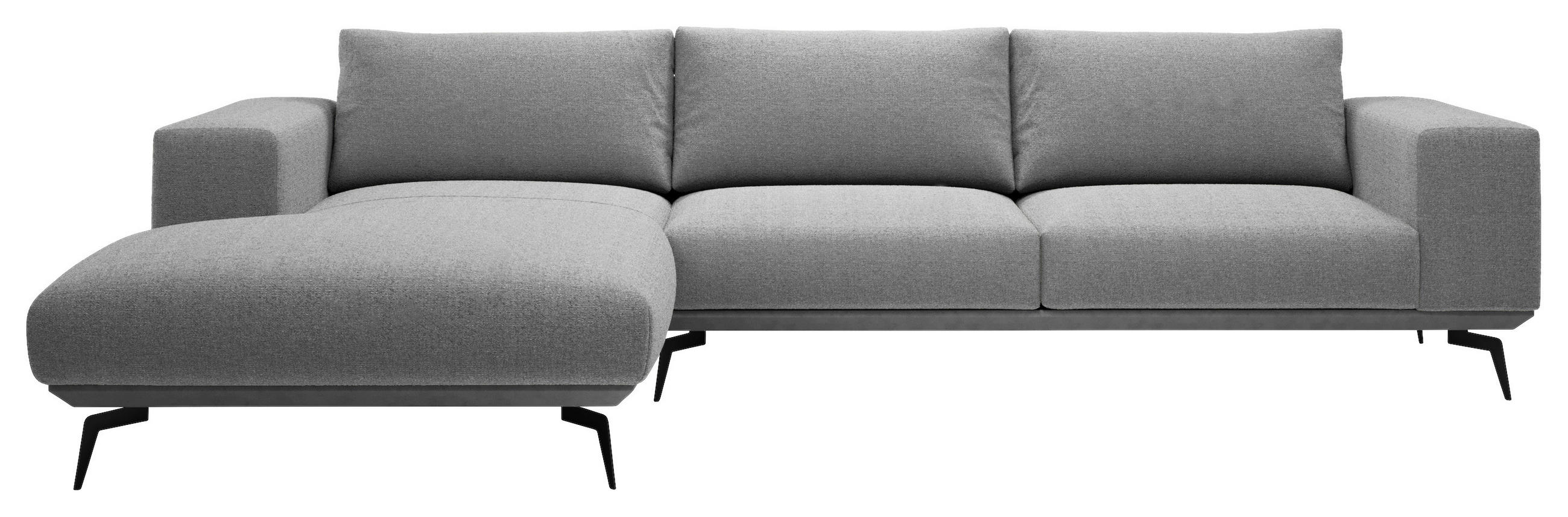 ECKSOFA Grau Chenille  - Schwarz/Grau, Design, Holz/Textil (180/330cm) - MID.YOU