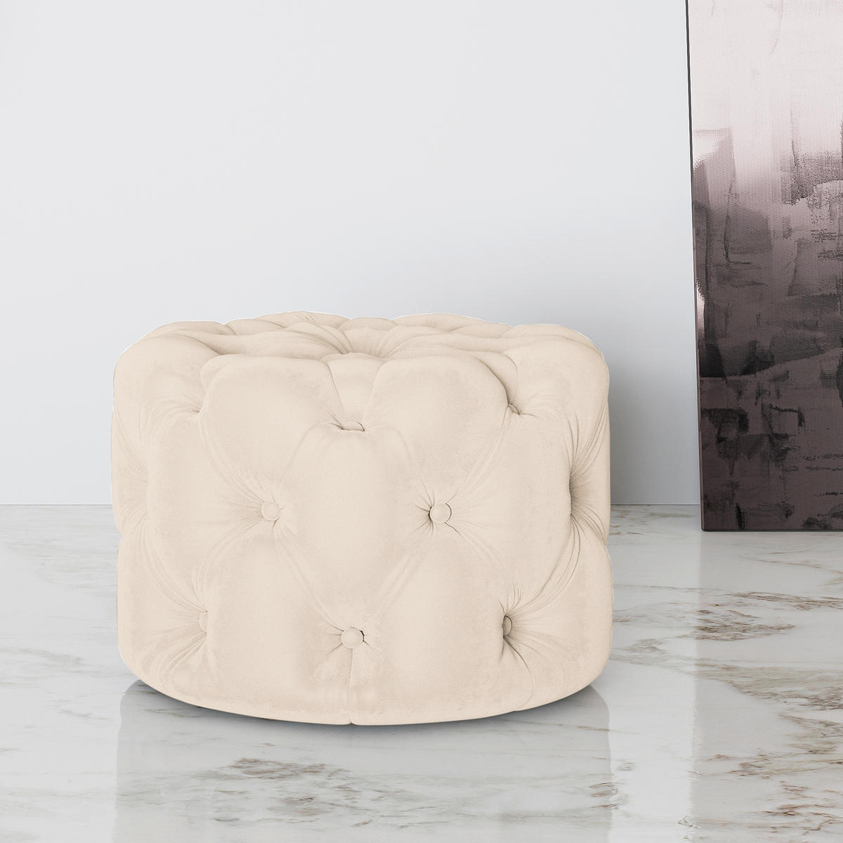HOCKER in Textil Creme  - Creme/Schwarz, Design, Kunststoff/Textil (60/39/60cm) - P & B