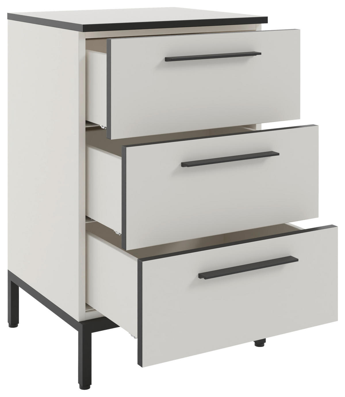 NACHTSCHRANK 45/72,4/40 cm  - Schwarz/Weiß, MODERN, Holzwerkstoff/Metall (45/72,4/40cm)