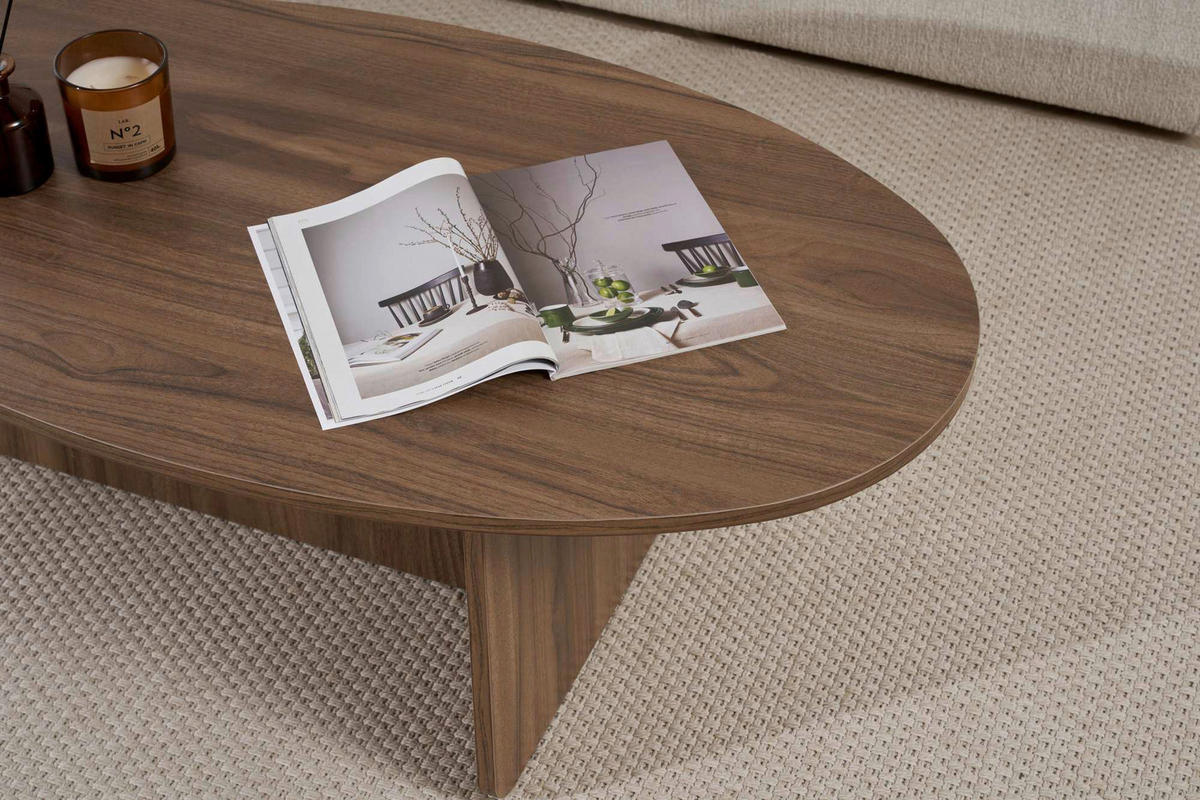 COUCHTISCH 120/40/65 cm Freiform Walnussfarben  - Walnussfarben, Design, Holzwerkstoff (120/40/65cm) - MID.YOU