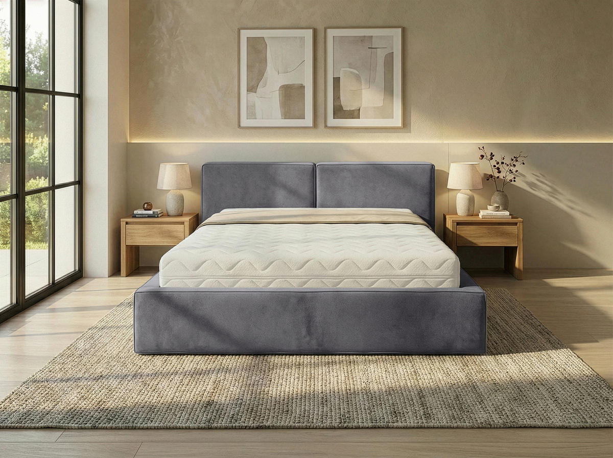 POLSTERBETT 180/200 cm,  in Anthrazit, gepolstertes Kopfteil, Lattenrost, Bettkasten,  - Anthrazit/Schwarz, MODERN, Holz/Kunststoff (180/200cm) - Chameo