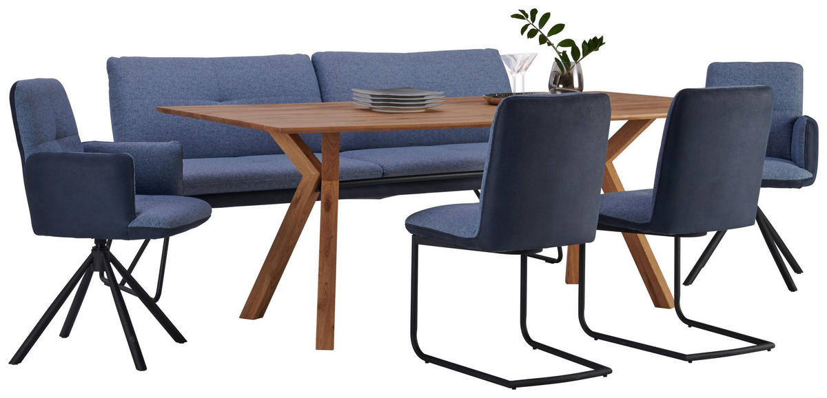 SITZBANK in Metall, Textil Anthrazit, Blau, Schwarz  - Blau/Anthrazit, Design, Textil/Metall (208/91/72cm) - Dieter Knoll