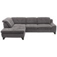 ECKSOFA in Chenille Graubraun  - Graubraun/Schwarz, KONVENTIONELL, Textil/Metall (200/281cm) - Carryhome