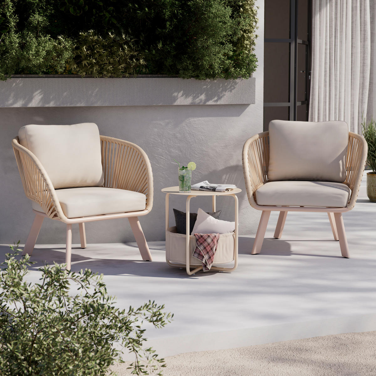 LOUNGESESSEL  - Beige, Design, Textil/Metall (83/77/82cm) - Ambia Garden