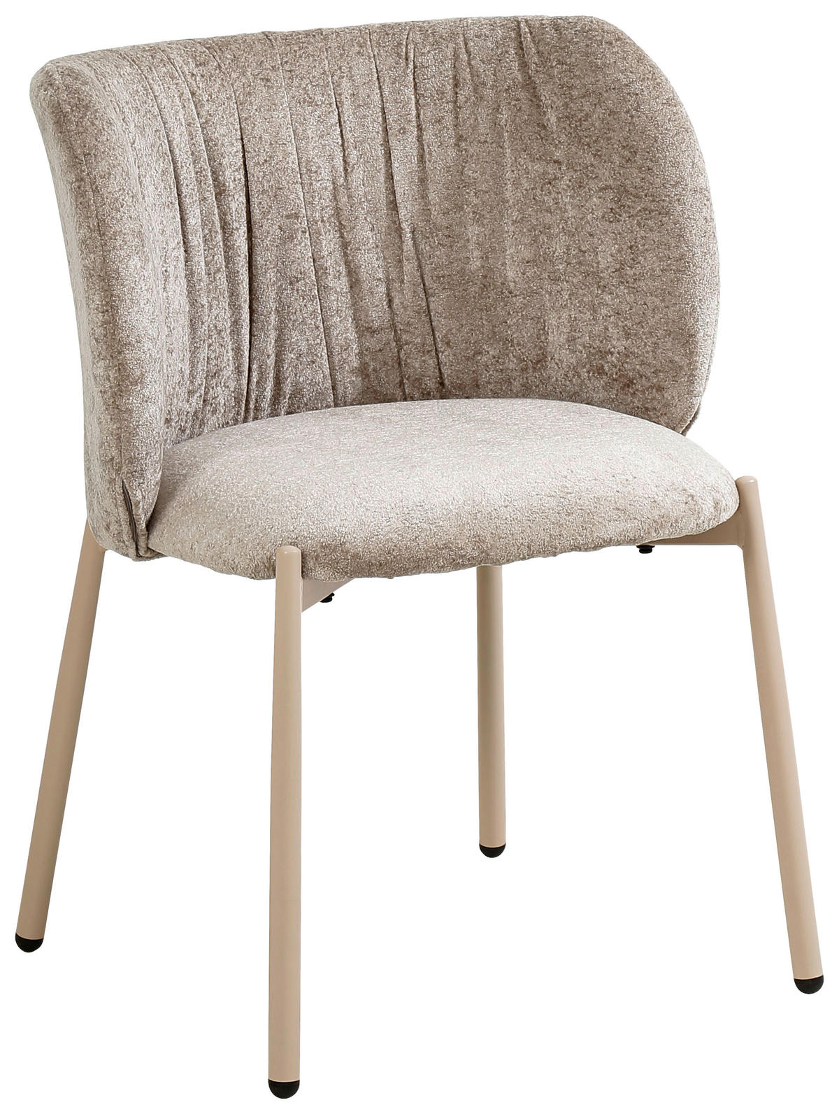 STUHL  in Gusseisen Chenille Metall, Textil  - Taupe, Design, Textil/Metall (56,5/77/57cm) - Stylife