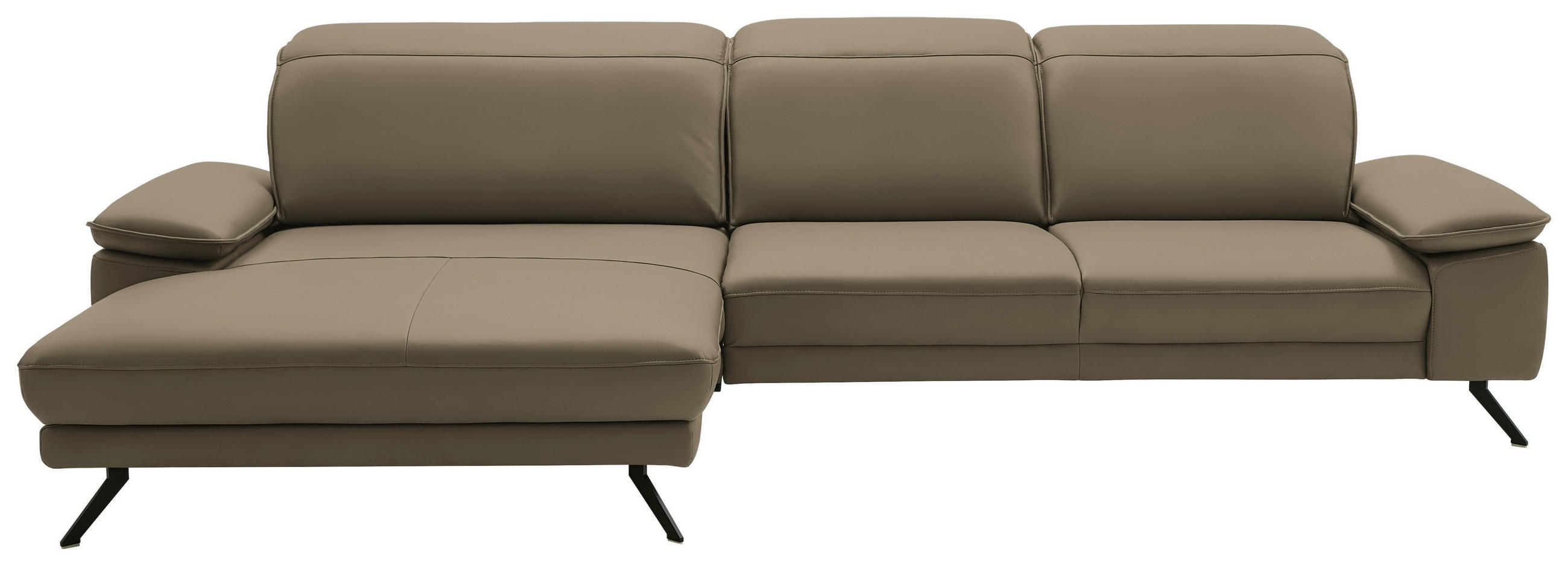 ECKSOFA in Echtleder Hellbraun  - Hellbraun/Schwarz, Design, Leder/Metall (193/332cm) - Dieter Knoll