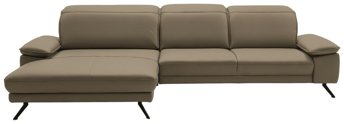 ECKSOFA in Echtleder Hellbraun  - Hellbraun/Schwarz, Design, Leder/Metall (193/332cm) - Dieter Knoll