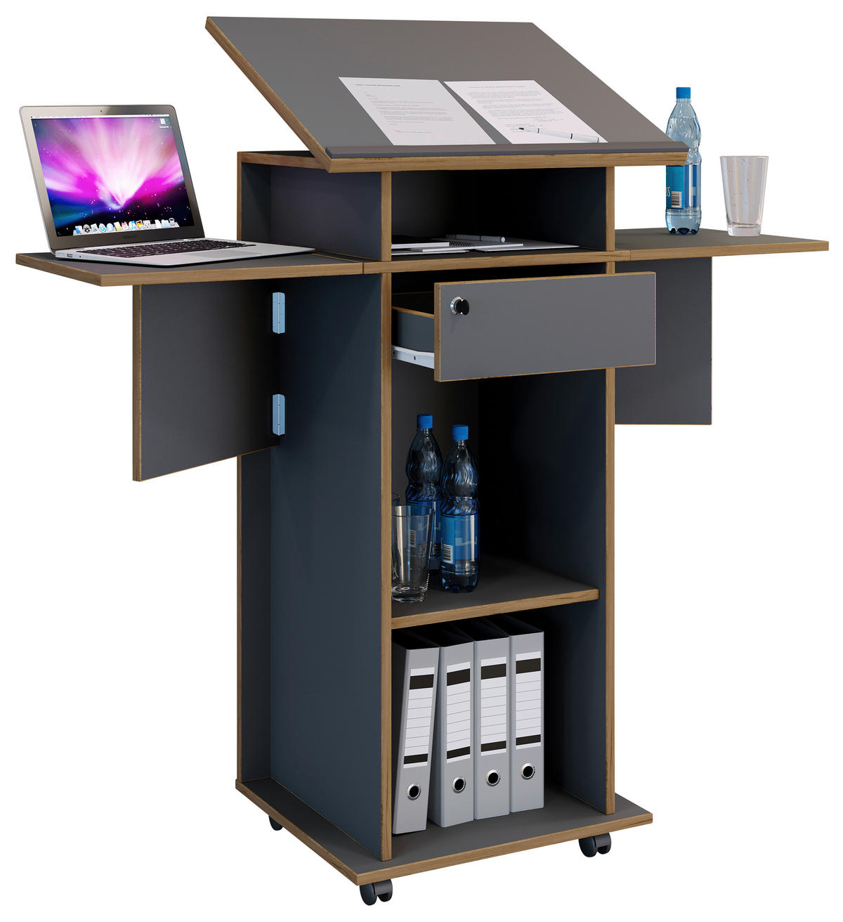 STEHPULT   - Honigeiche/Anthrazit, Design, Holzwerkstoff (123/128/44cm) - MID.YOU