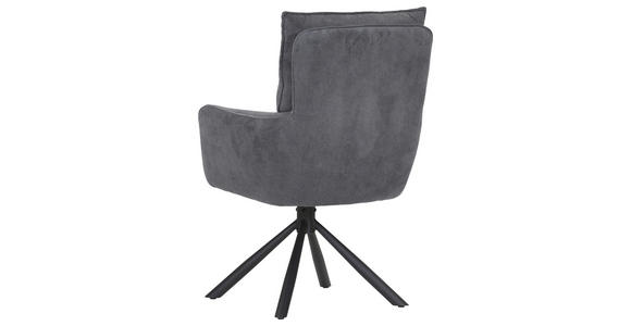 ARMLEHNSTUHL  Stoffauswahl, Sitzfläche 360° drehbar, automatische Rückholfunktion Cord  - Anthrazit/Schwarz, Design, Textil/Metall (60/95/62cm) - Novel
