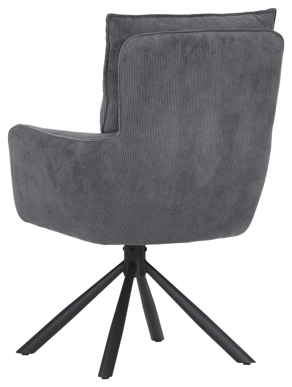 ARMLEHNSTUHL  Stoffauswahl, Sitzfläche 360° drehbar, automatische Rückholfunktion Cord  - Anthrazit/Schwarz, Design, Textil/Metall (60/95/62cm) - Novel