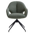 ARMLEHNSTUHL  Sitzfläche 360° drehbar, automatische Rückholfunktion Leinenoptik  - Schwarz/Hellgrün, Design, Textil/Metall (62/85/64cm) - Novel