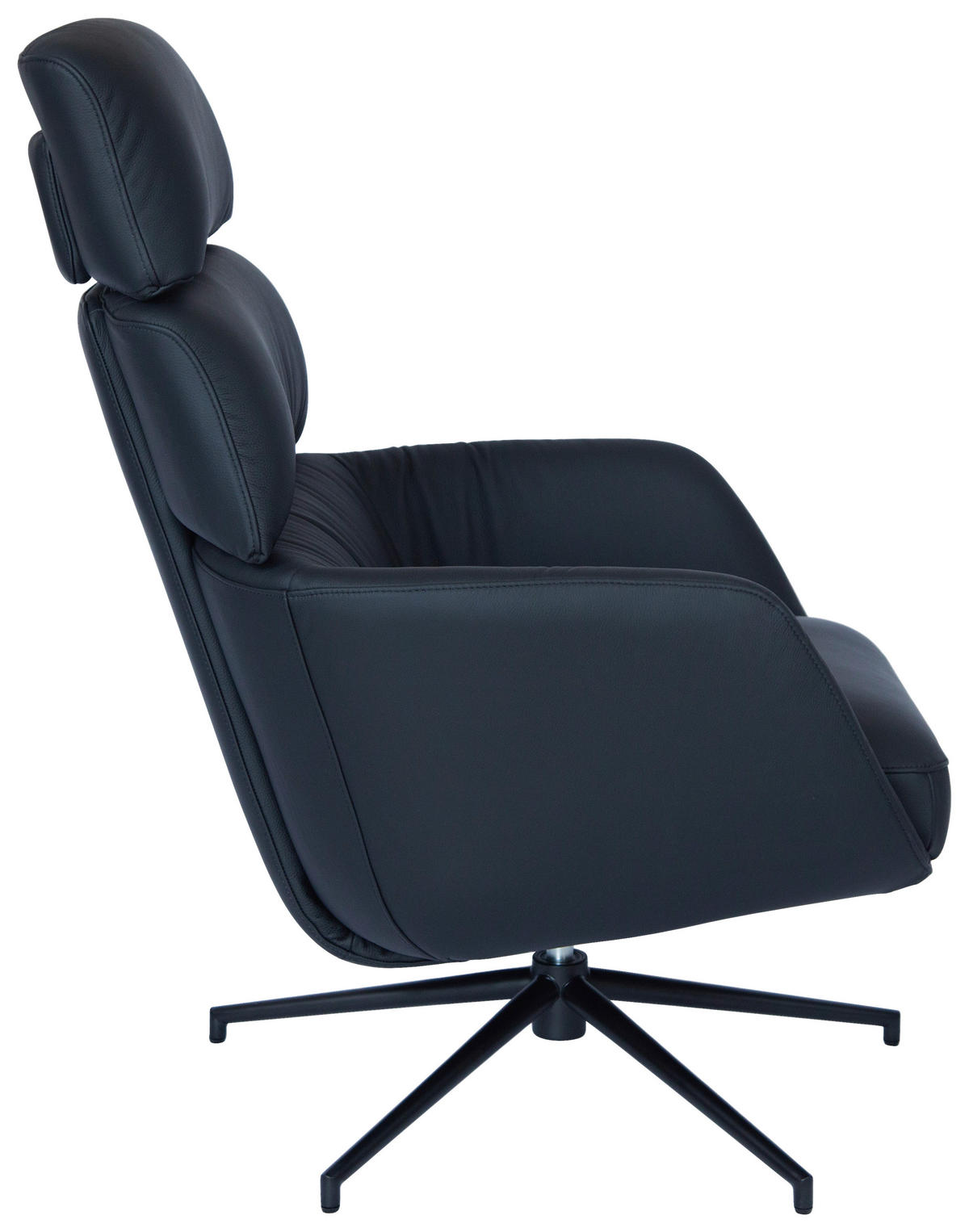 RELAXSESSELSET Echtleder Hocker, Kopfteilverstellung    - Schwarz, Design, Leder/Metall (73/110/87cm) - Dieter Knoll
