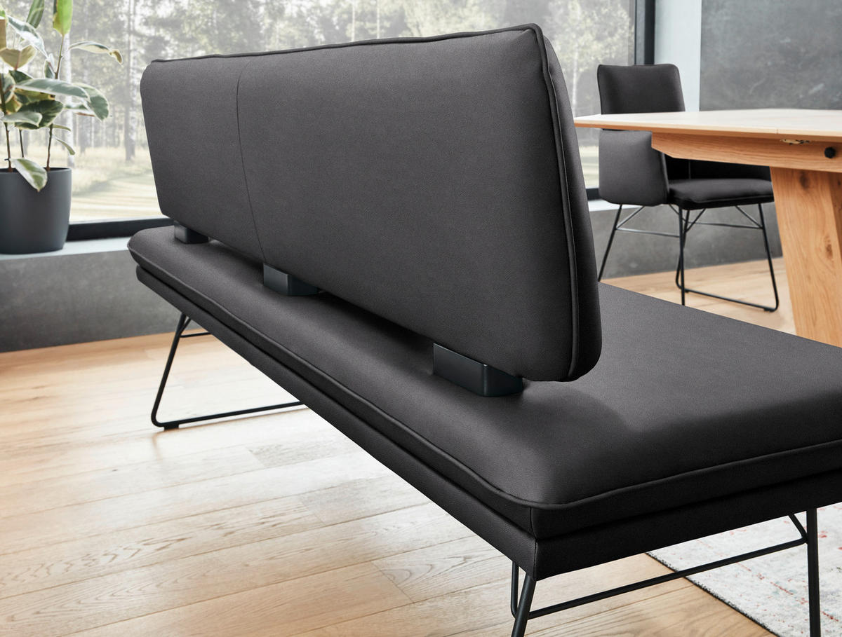 SITZBANK in Metall, Textil Schwarz  - Schwarz, Design, Textil/Metall (195/91/65cm) - Dieter Knoll