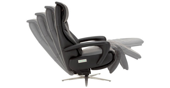 RELAXSESSEL Lenno Echtleder Nackenstütze, Relaxfunktion, Kopfteilverstellung    - Edelstahlfarben/Schwarz, Design, Leder/Metall (75/112/88cm) - Dieter Knoll