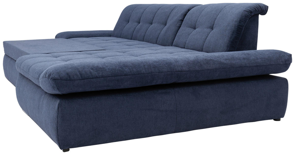 ECKSOFA Dunkelblau Mikrofaser  - Chromfarben/Dunkelblau, KONVENTIONELL, Textil/Metall (300/172cm) - MID.YOU