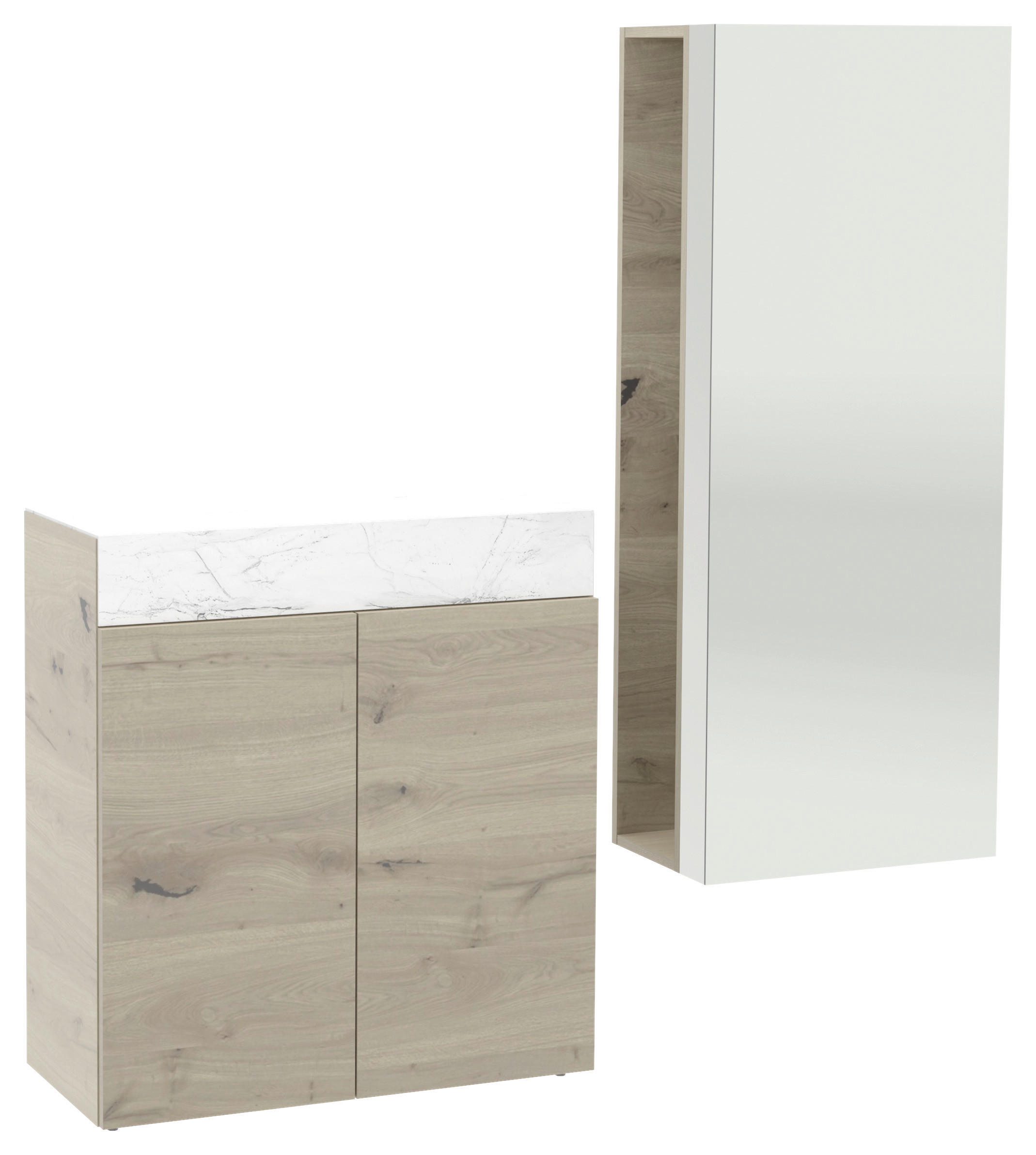 GARDEROBE 2-teilig in 184/194/42,6 cm - Eichefarben/Weiß, Natur, Glas/Holz (184/194/42,6cm) - Voglauer
