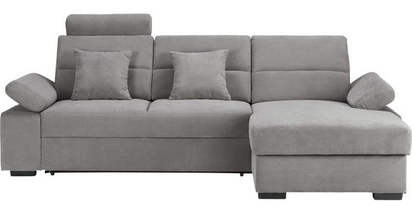 ECKSOFA inkl.Funktionen Hellgrau Webstoff  - Dunkelbraun/Hellgrau, Design, Kunststoff/Textil (258/166cm) - Cantus