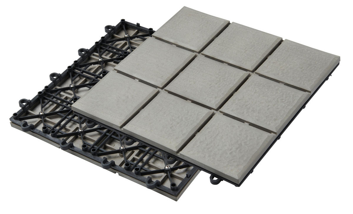 TERRASSENFLIESE  - Grau, KONVENTIONELL, Holzwerkstoff/Kunststoff (30/30/2,4cm) - Ambia Garden