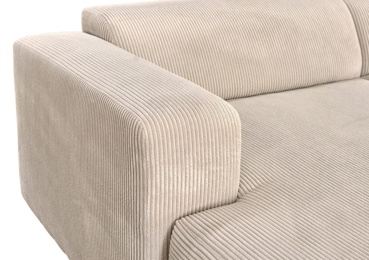 ECKSOFA in Cord Creme  - noir/crème, Design, textile/matière synthétique (175/298cm) - P & B