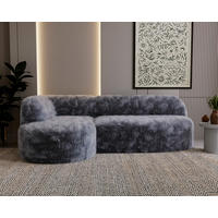 ECKSOFA Teddystoff Dunkelgrau  - Dunkelgrau/Schwarz, Design, Kunststoff/Textil (156/218cm) - Livetastic