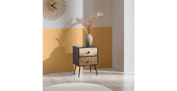 NACHTSCHRANK 40/55/35 cm Mangoholz massiv - Dunkelbraun/Messingfarben, LIFESTYLE, Holz/Metall (40/55/35cm) - Landscape