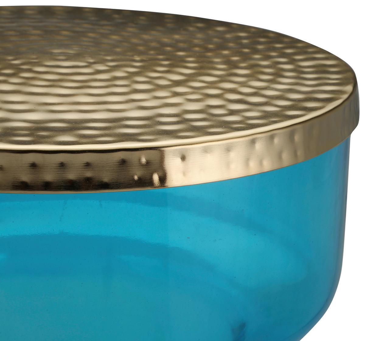 BEISTELLTISCH in Metall, Glas  - Blau/Goldfarben, Design, Glas/Metall (36/48cm) - Kayoom