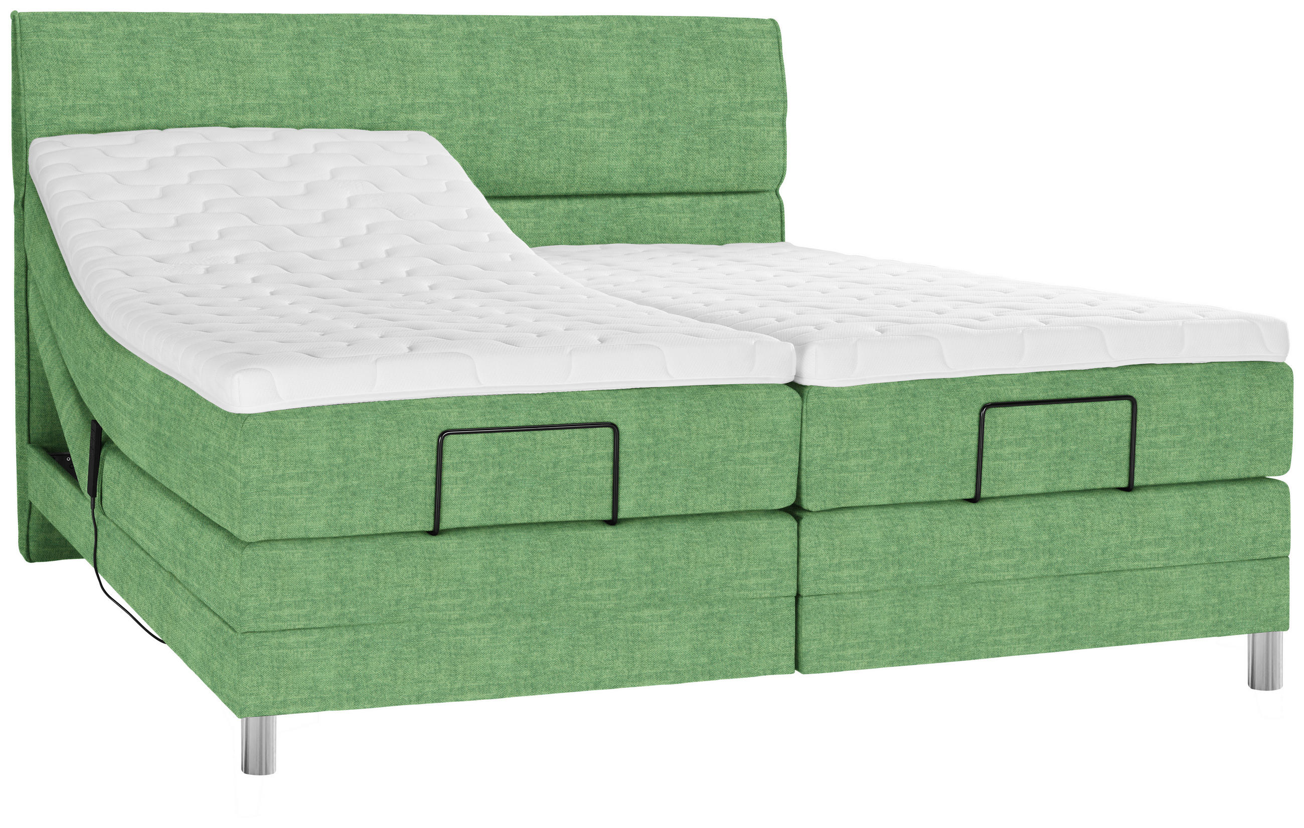 BOXSPRINGBETT 180/200 cm  in Grün  - Chromfarben/Grün, Konventionell, Kunststoff/Textil (180/200cm) - Voleo