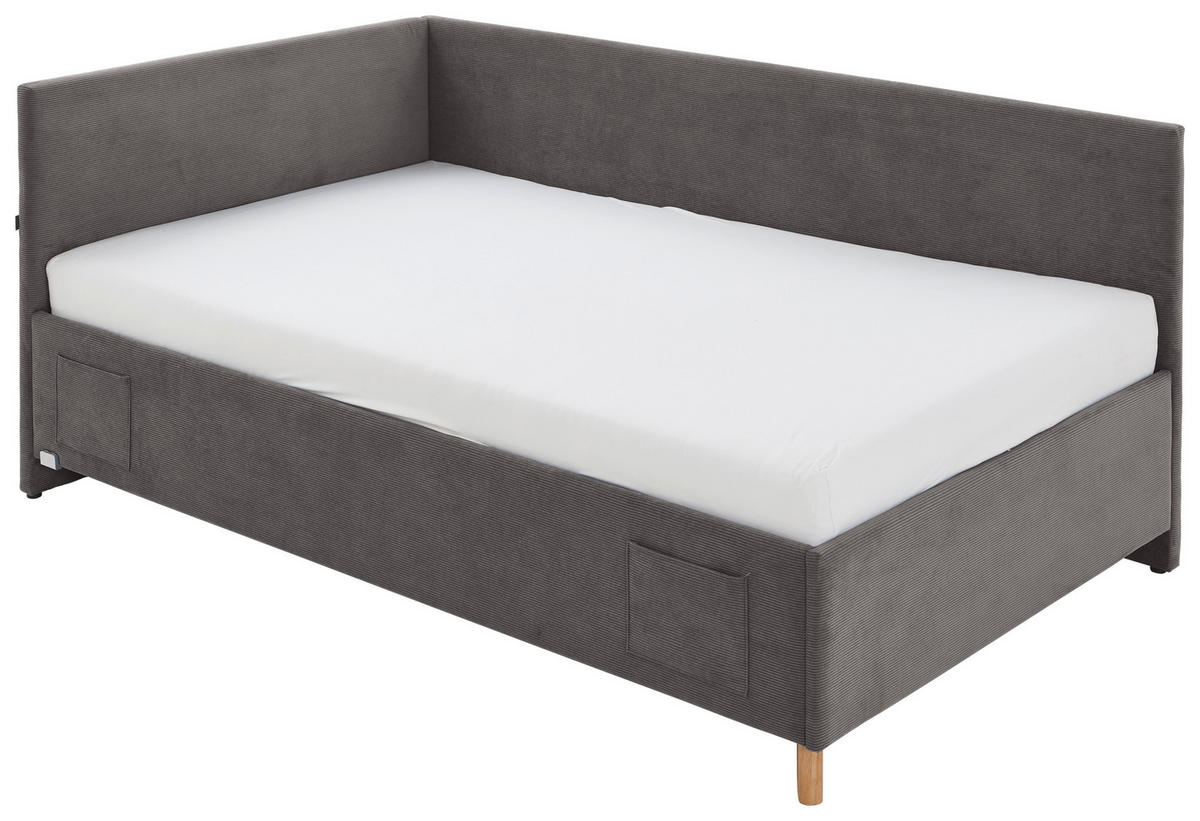 POLSTERLIEGE in Cord Anthrazit  - Eichefarben/Anthrazit, Konventionell, Holz/Textil (120/200cm) - Stylife