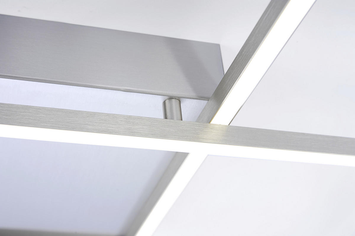 STROPNÉ LED SVIETIDLO, 67,7/67,7/6,8 cm - niklová, Design, kov (67,7/67,7/6,8cm)